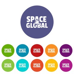 Space clobal icons color set vector for any web design on white background