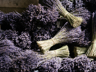 Lavender bouqets at street market in Arles, France