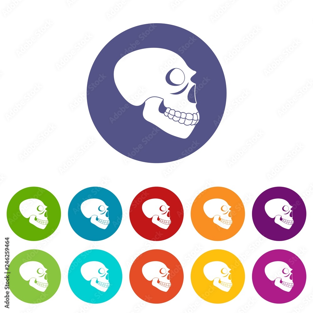Poster skull icons color set vector for any web design on white background
