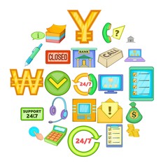 Banking details icons set. Cartoon set of 25 banking details vector icons for web isolated on white background