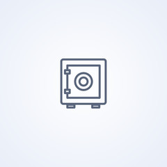 Bank safe, vector best gray line icon