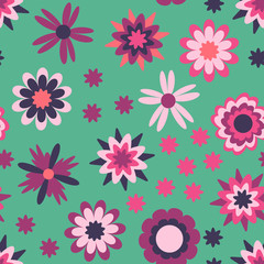 Fototapeta na wymiar Seamless floral background, vector. Seamless pattern with flowers