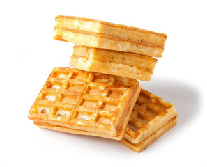 Traditional Belgian waffles isolated on white background