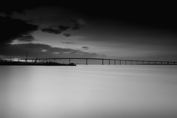 Black and white long exposure of bay