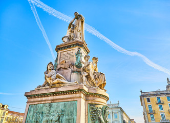 Fototapeta premium Camillo Benso, Count of Cavour, monument in Piazza Carlo Emanuele II square, also know as Piazza Carlina. Turin, Piedmont, Italy.