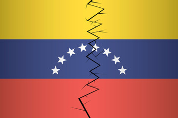 crack on the flag of Venezuela, split into two parts