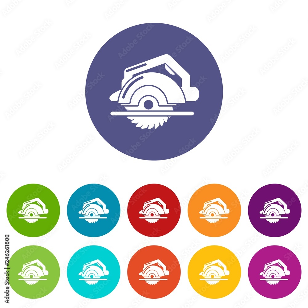 Aufkleber circular saw icons color set vector for any web design on white background
