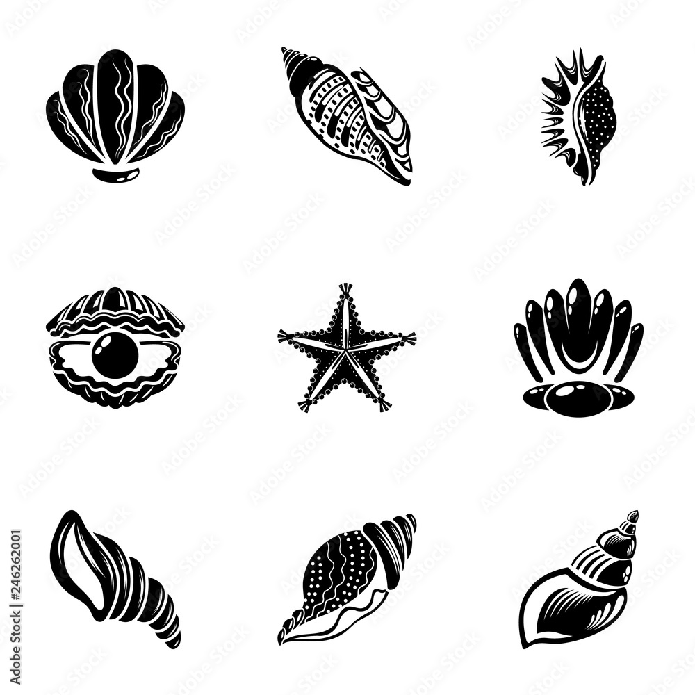 Poster bivalve icons set. simple set of 9 bivalve vector icons for web isolated on white background