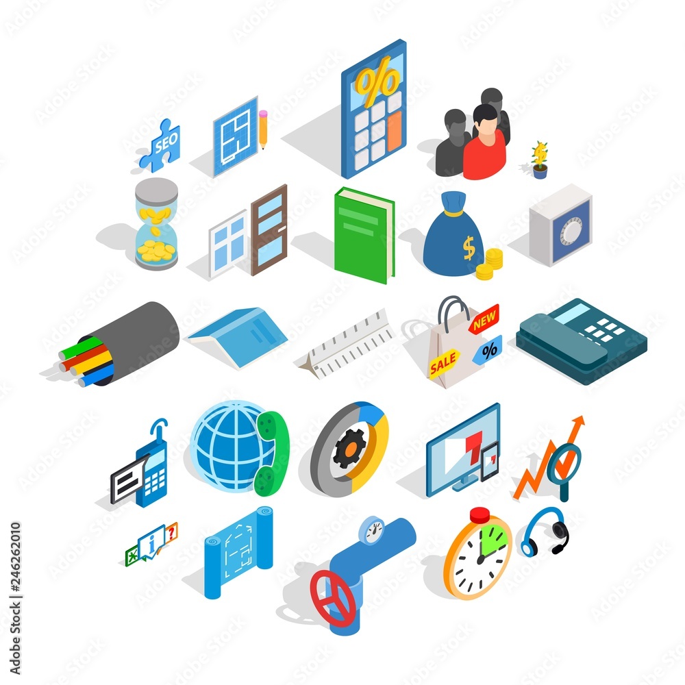 Poster merchant icons set. isometric set of 25 merchant vector icons for web isolated on white background