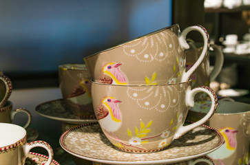 Two cups of tea or coffee with design