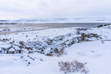 Eis über Thingvellir-Nationalpark in Island