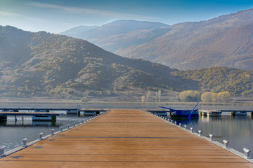 A floating platform in Lake Zazari in Florina Macedonia in Greece