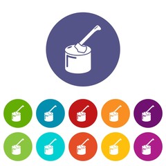 Axe in wood icons color set vector for any web design on white background