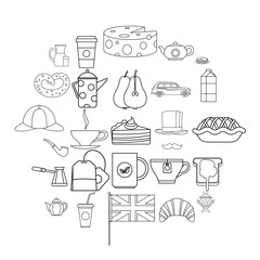 Mug of tea icons set. Outline set of 25 mug of tea vector icons for web isolated on white background