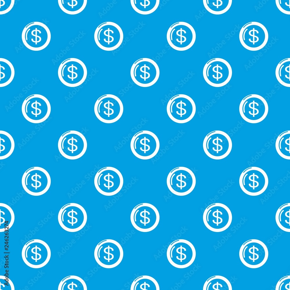 Poster coin pattern vector seamless blue repeat for any use