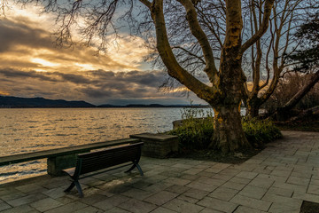 Winter Radolfzell am Bodensee Mettnau mit schöner Wolkenstimmung