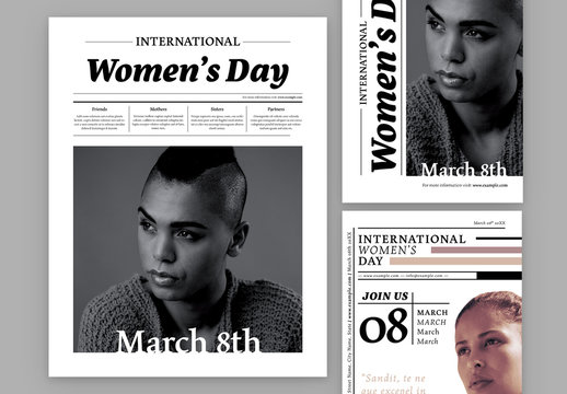 International Women's Day Newsletter and Flyer Layouts