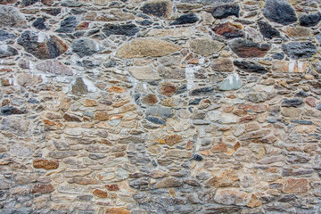 Closeup view on medieval brick wall in European castle