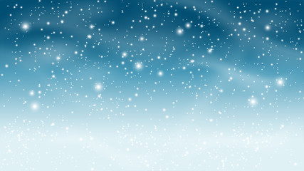 Falling snow with blue sky, Suitable for winter holiday, christmas holiday, and other. Vector Illustration