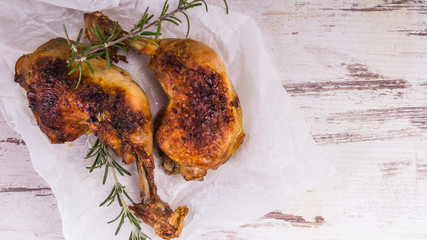 Roasted chicken legs with rosemary
