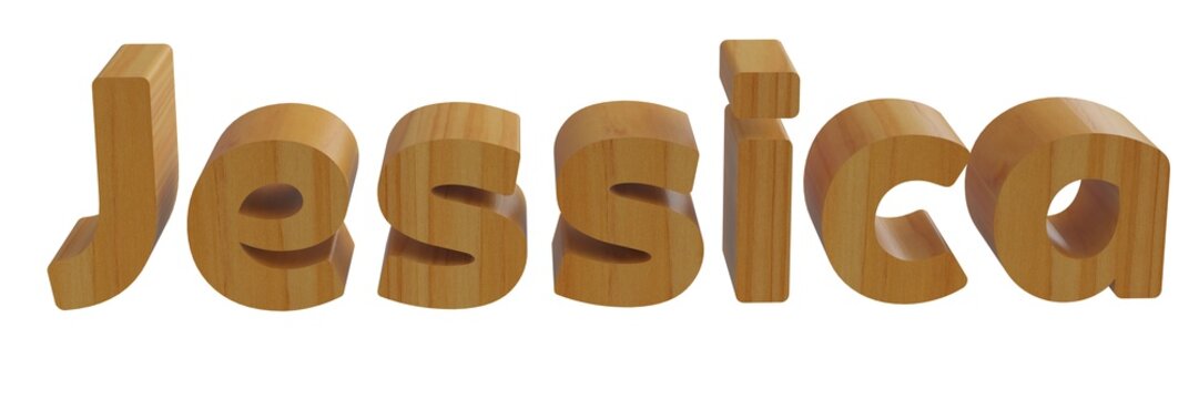 jessica in 3d name with wooden texture isolated