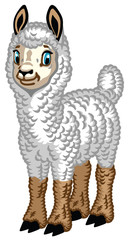 cartoon alpaca isolated on white. Vector illustration for little kids