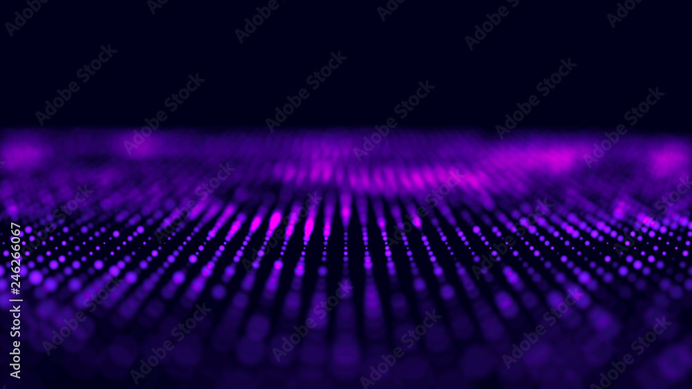 Leinwandbilder Violet computer technology background. Big data visualization. Technology landscape. Futuristic illustration. 3d rendering.
