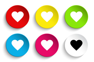 Heart icon button set