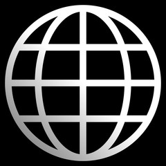 Globe symbol icon - white gradient, isolated - vector