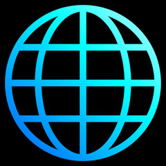 Globe symbol icon - cyan blue gradient, isolated - vector