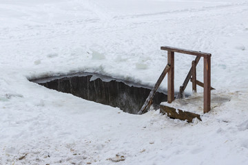 Ice-hole in the pond