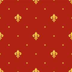 Seamless vintage gold pattern with Fleur-de-lis. Vector