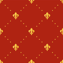 Seamless vintage gold pattern with Fleur-de-lis. Vector © smastepanov2012