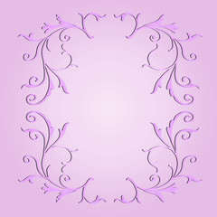 Floral element of vector. Design swirl light purple on gradient purple background. Design print for illustration, elements, corner, invitation, background, cloth, card. Set 4