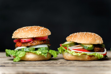 burgers on a dark background