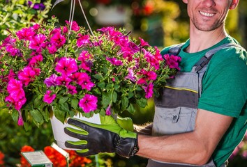 Happy Florist with Flowers