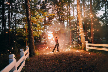 Woman and fireshow