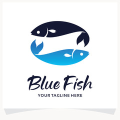 Obraz premium Blue Fish Logo Design Template Inspiration