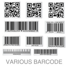 Barcode And Qr Code Sticker Collection. Vector Illustration