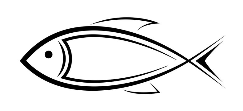 Sea food logo. Stylized image of fish and forks for the logo of a restaurant, cafe or company.