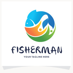 Fisherman Logo Design Template Inspiration