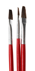 Fototapeta premium Set of different paint brushes on white background