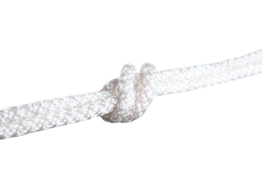 Ropes with knot on white background. Simple design