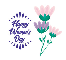 happy women day card with flowers decoration