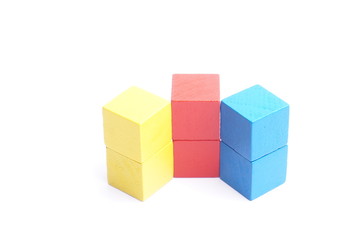 Colorful stack of wood cube building blocks