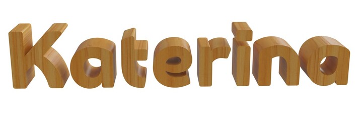 katerina in 3d name with wooden texture isolated