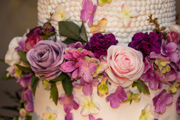 wedding cake decorated with flowers