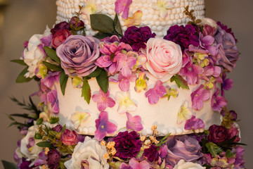 wedding cake decorated with flowers