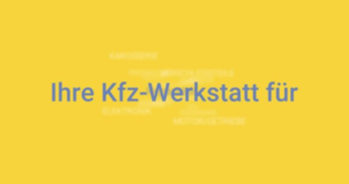 Intro welches den Service einer Kfz-Werkstatt zeigt (z.B. Inspektion, Wartung, &Ouml;lwechsel, Wintercheck). Gelber Hintergrund, blaue Schrift.