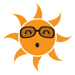 Isolated saisfied sun with glasses. Vector illustration design